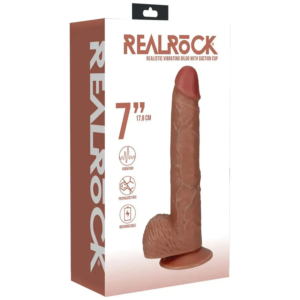 REALROCK 18cm Vibrating Cock   Balls - Tan
