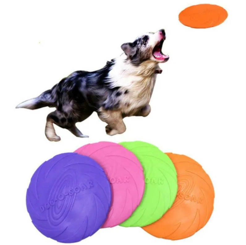 Rubber Frisbee Toy Soft Chew Bite Flying Discs Training Interactive Puppy 15cm