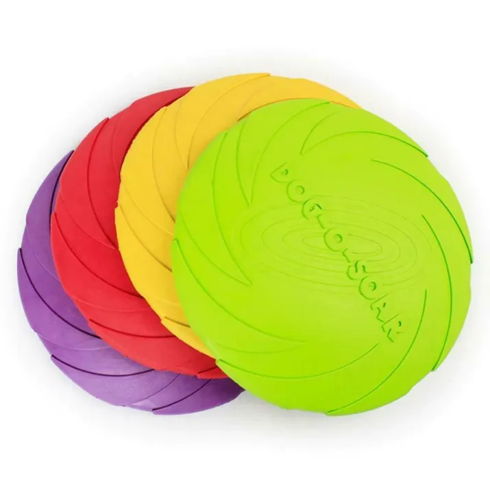 Rubber Frisbee Toy Soft Chew Bite Flying Discs Training Interactive Puppy 15cm